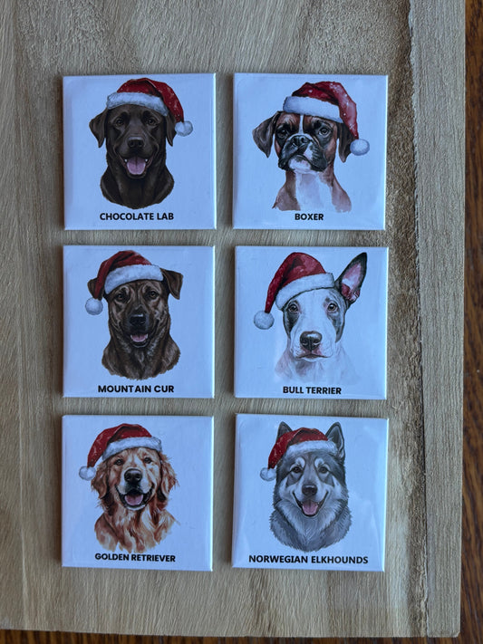 Dog Santa Hat Magnets