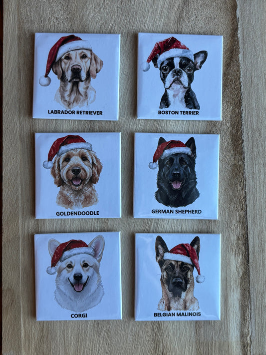 Dog Santa Hat Magnets